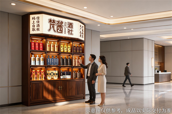 大厂首家！没有门，没有锁，开放式自取，梵酱酒社信任酒柜，万家共享